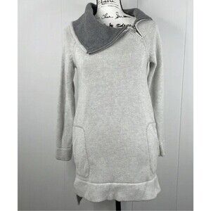 Soft Surroundings Gray Knit Asymmetric Zip Neck Tunic Sweater Woman’s Size P XL